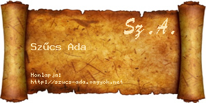 Szűcs Ada névjegykártya